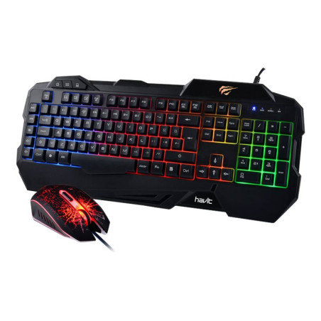 Havit HV-KB558CM Tastatur og mus-sæt Membran Regnbue Kabling Nordisk